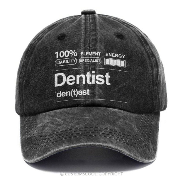 Dentist Unisex Vintage Casual Washed Cap Customscool
