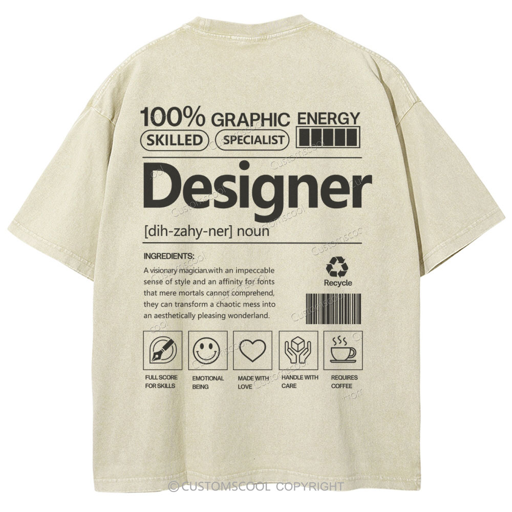 Designer Unisex Fit Washed T-Shirt Customscool