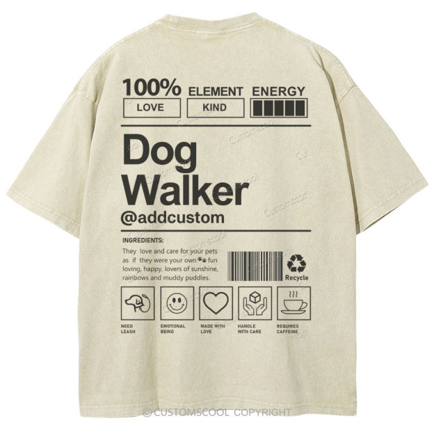 Dog Walker Addcustom Unisex Fit Washed T-Shirt Customscool