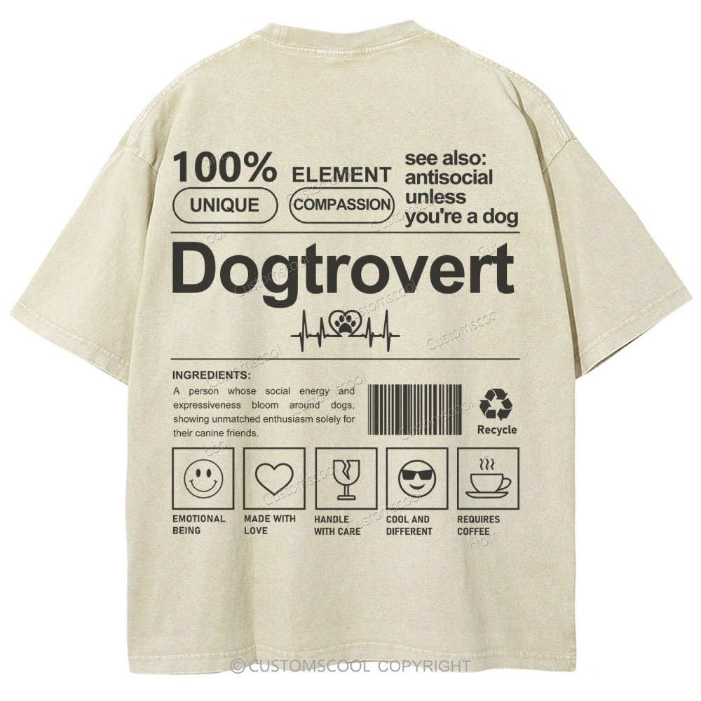 Dogtrovert Unisex Fit Washed T-Shirt Customscool