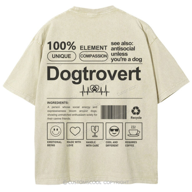 Dogtrovert Unisex Fit Washed T-Shirt Customscool