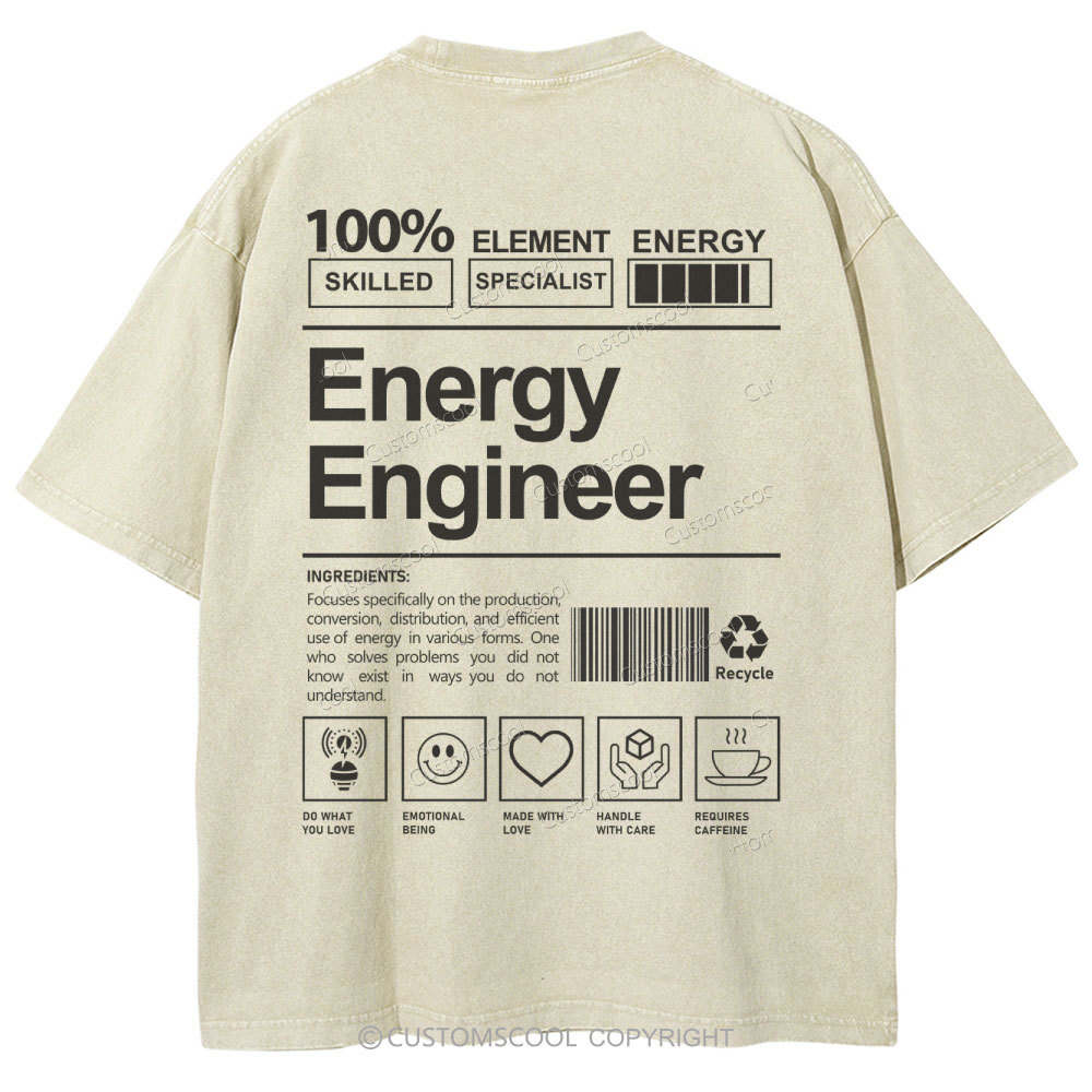 Energy Engineer Unisex Fit Washed T-Shirt Customscool