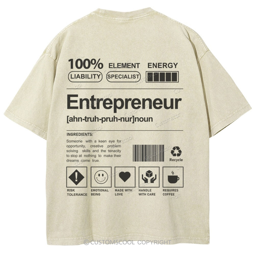 Entrepreneur Unisex Fit Washed T-Shirt Customscool