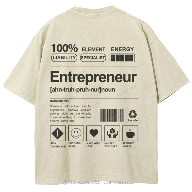 Entrepreneur Unisex Fit Washed T-Shirt Customscool