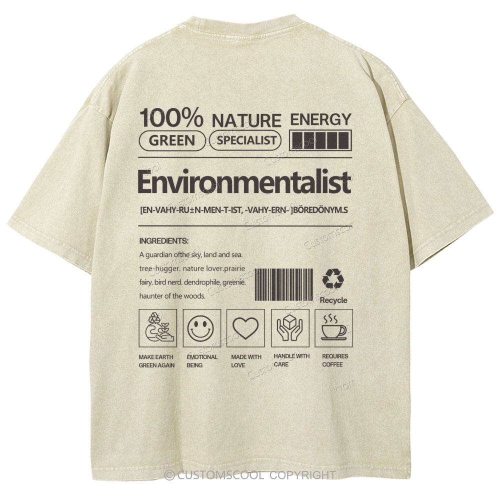 Environmentalist Unisex Fit Washed T-Shirt Customscool