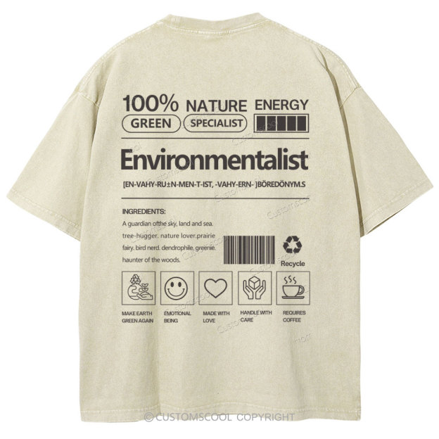 Environmentalist Unisex Fit Washed T-Shirt Customscool