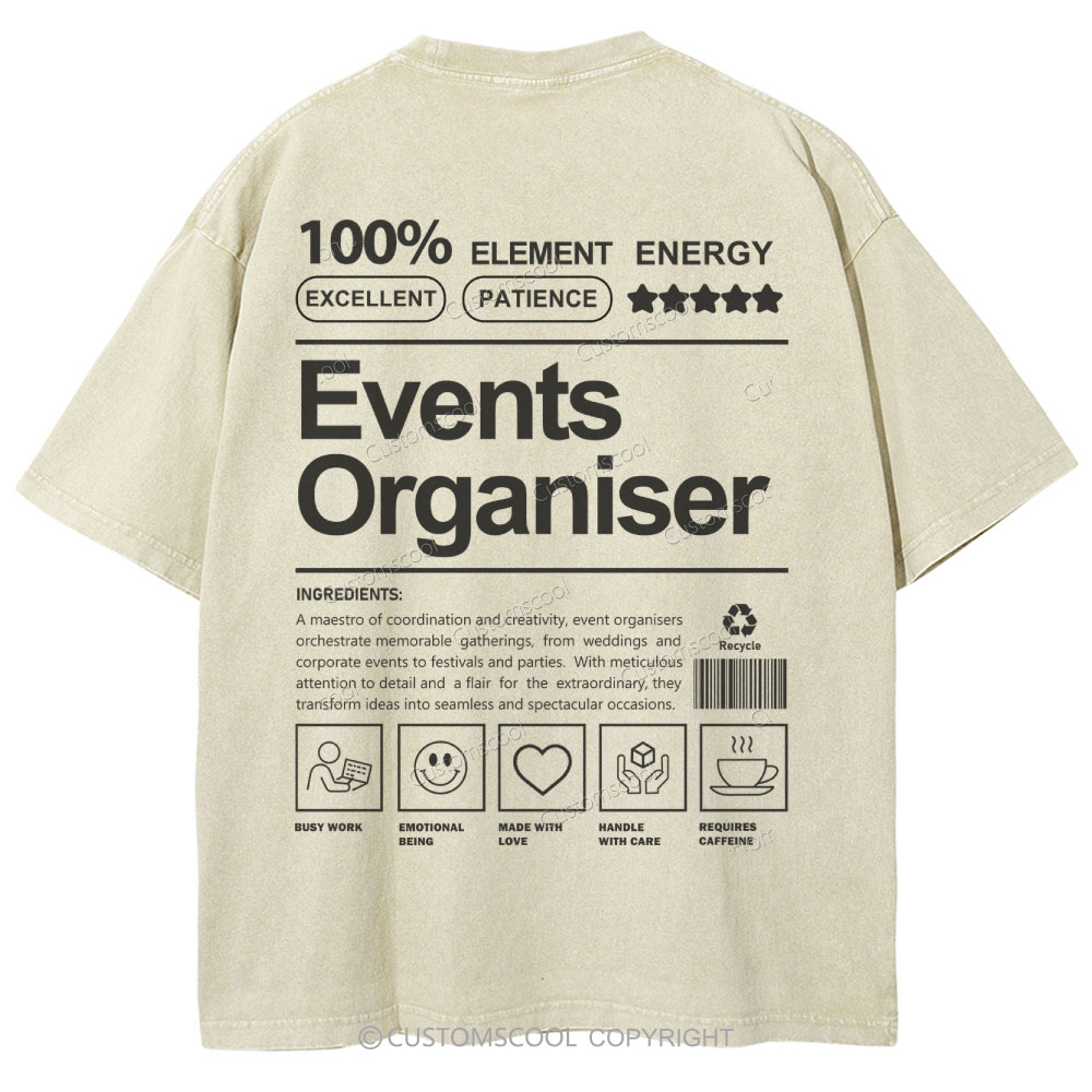 Events Organiser Unisex Fit Washed T-Shirt Customscool