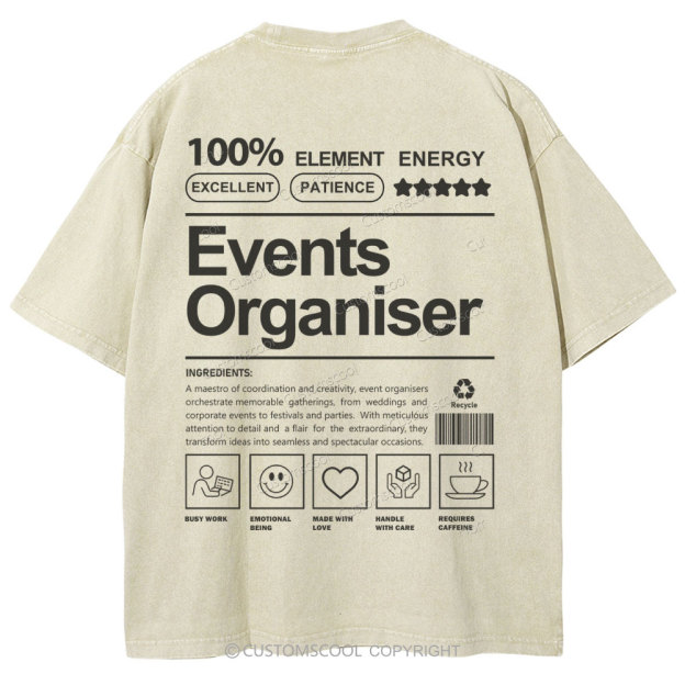 Events Organiser Unisex Fit Washed T-Shirt Customscool