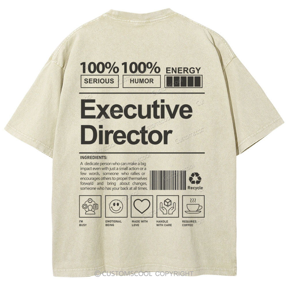 Executive Director Unisex Fit Washed T-Shirt Customscool