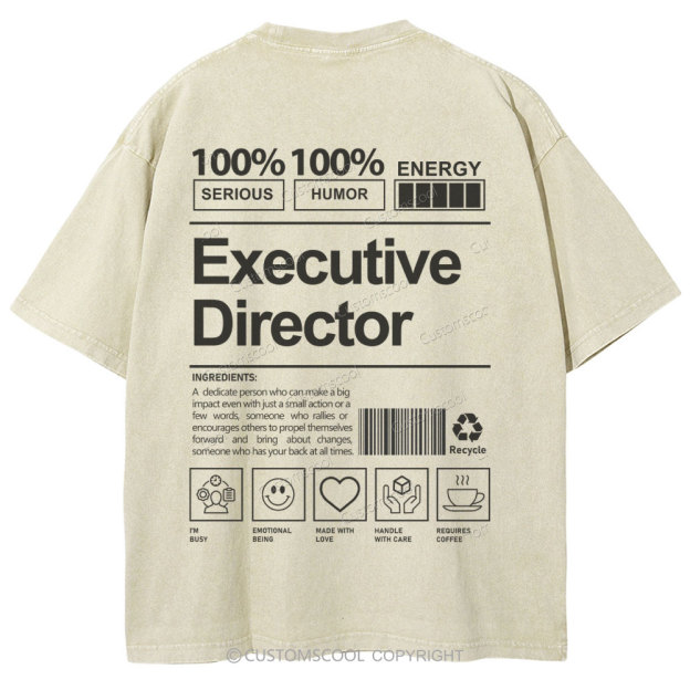 Executive Director Unisex Fit Washed T-Shirt Customscool