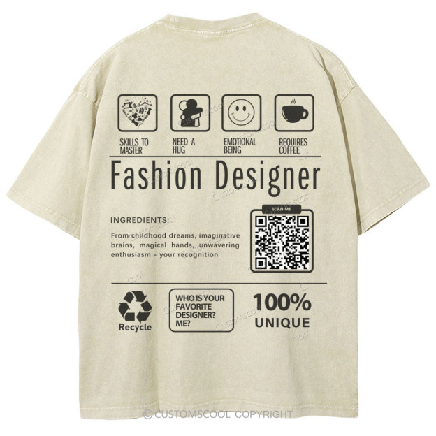 Fashion Designer Addcustom Unisex Fit Washed T-Shirt Customscool