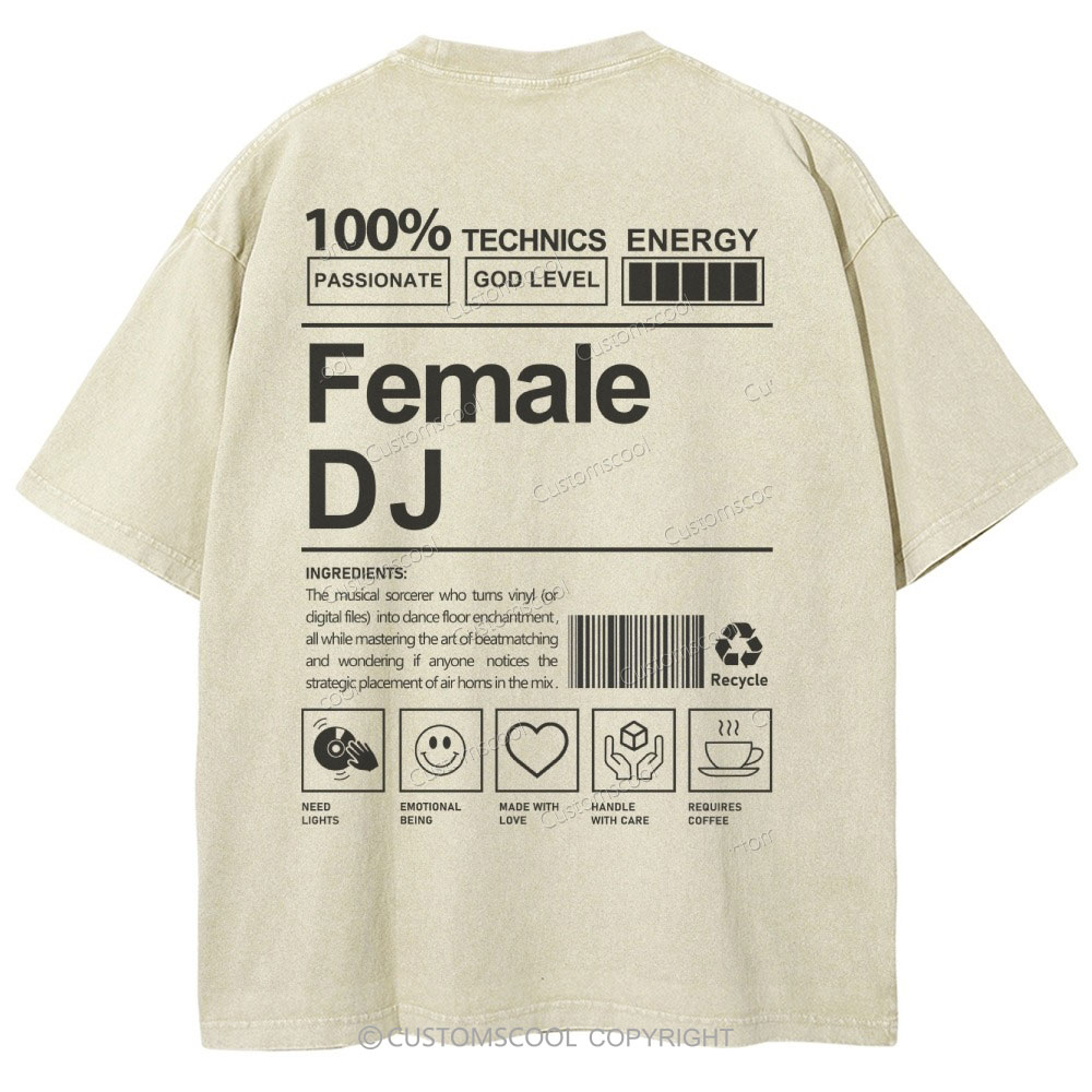 Female DJ Unisex Fit Washed T-Shirt Customscool