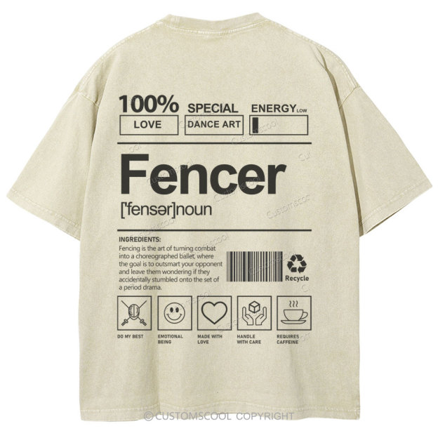 Fencer Unisex Fit Washed T-Shirt Customscool