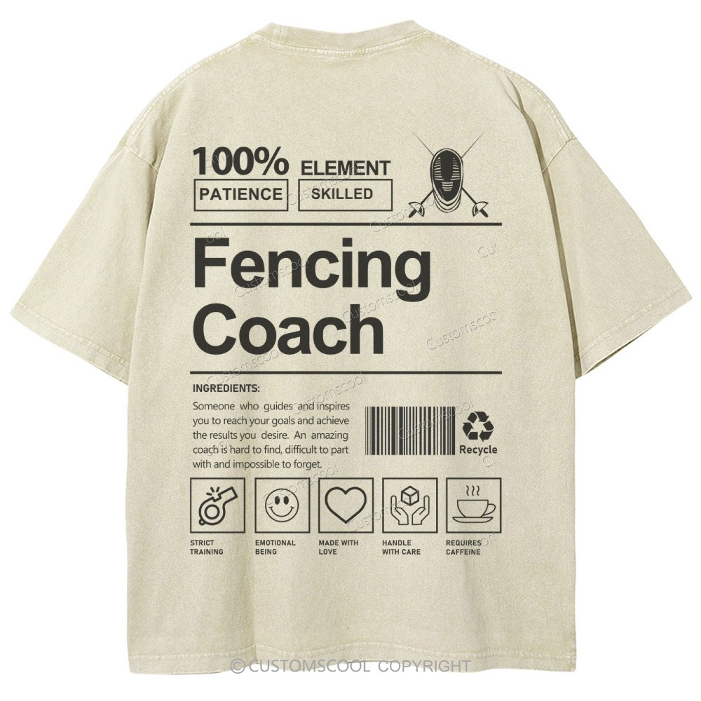 Fencing Coach Unisex Fit Washed T-Shirt Customscool