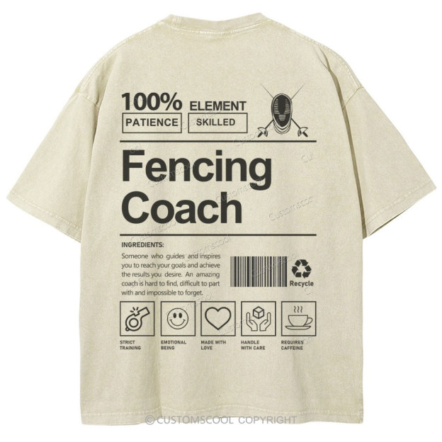 Fencing Coach Unisex Fit Washed T-Shirt Customscool