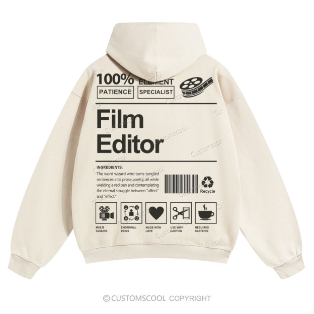 Film Editor Solid Color Hoodie Customscool