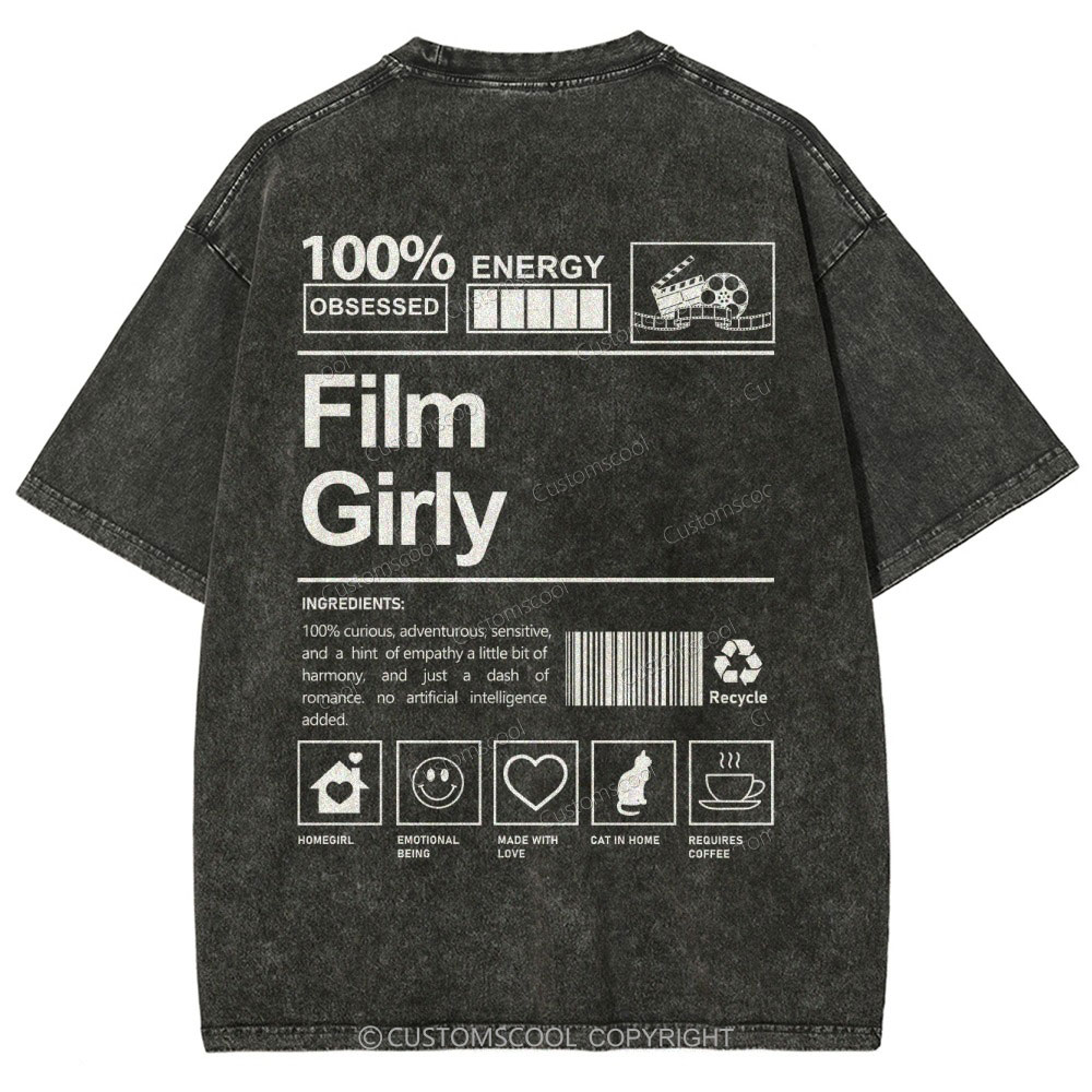 Film Girly Unisex Fit Washed T-Shirt Customscool