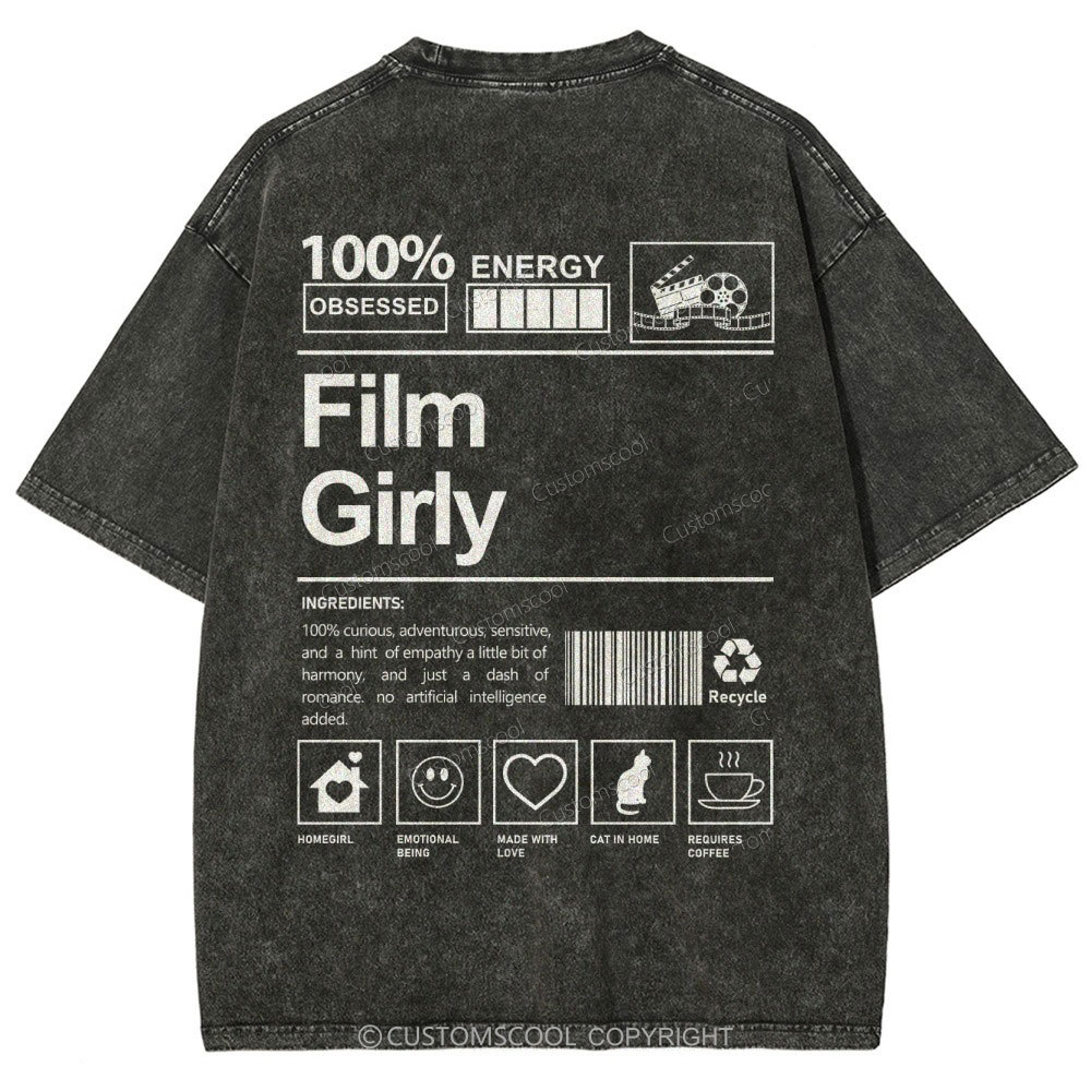 Film Girly Unisex Fit Washed T-Shirt Customscool