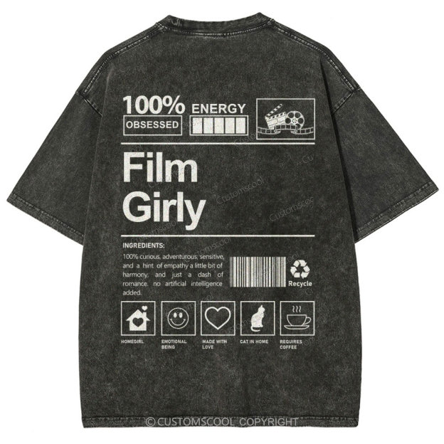 Film Girly Unisex Fit Washed T-Shirt Customscool