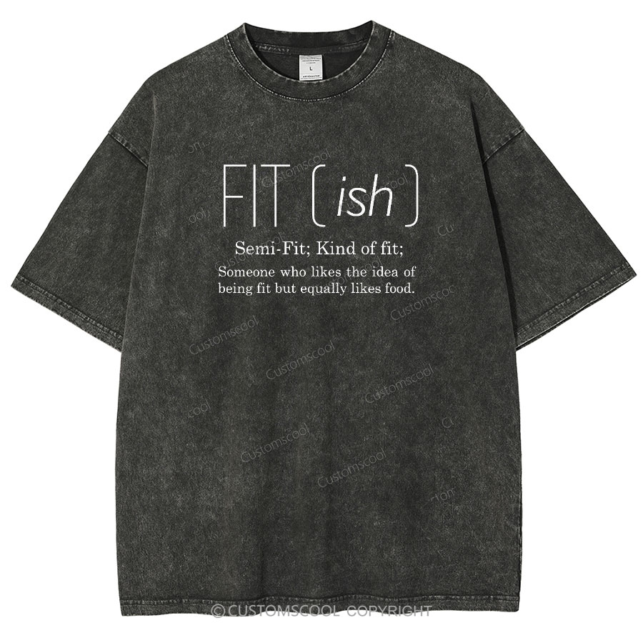 Fit ish Unisex Vintage Washed Short Sleeve T-Shirt Customscool