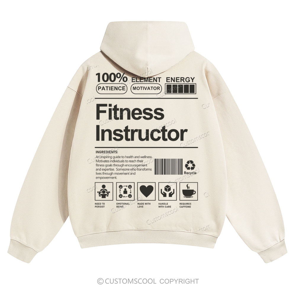 Fitness Instructor Solid Color Hoodie Customscool