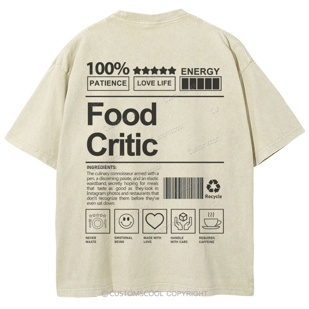 Food Critic Unisex Fit Washed T-Shirt Customscool