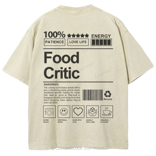 Food Critic Unisex Fit Washed T-Shirt Customscool