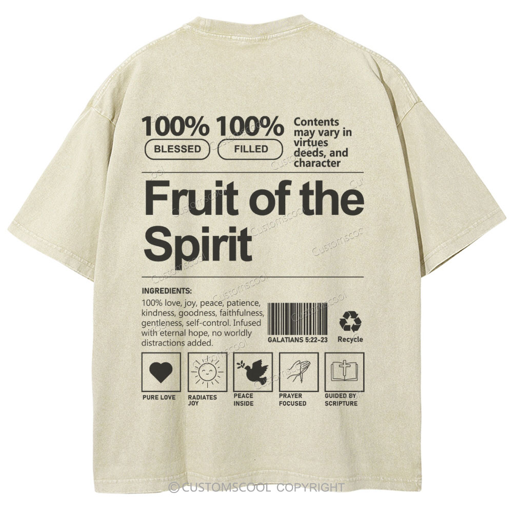 Fruit Of The Spirit Unisex Fit Washed Oversized T-Shirt Customscool