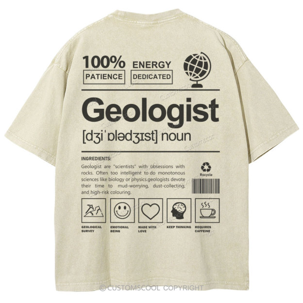 Geologist Unisex Fit Washed T-Shirt Customscool