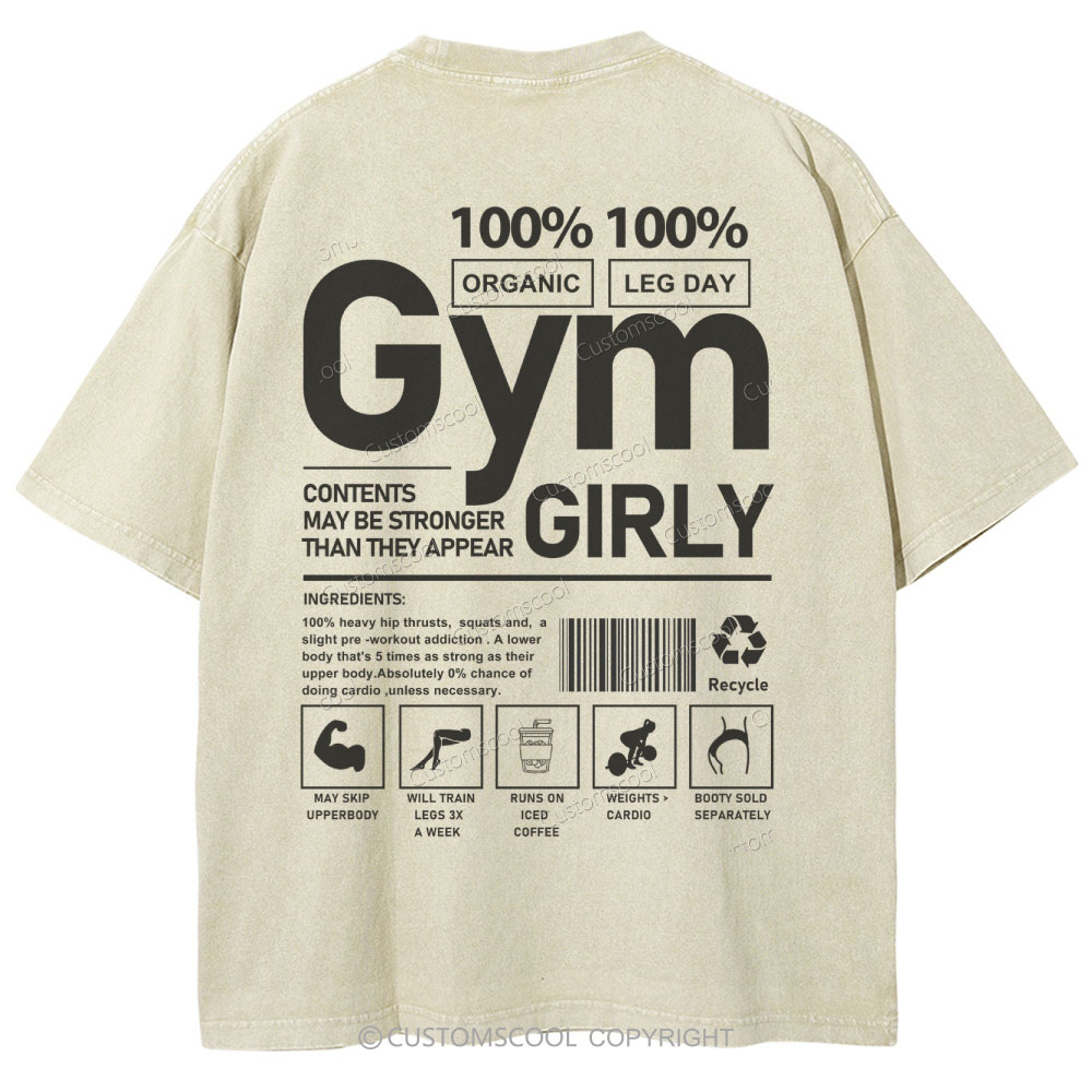 Gym Girly Unisex Fit Washed Oversized T-Shirt Customscool