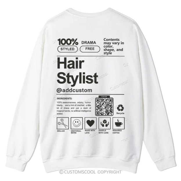 Hair Stylist Addcustom QR Code Casual Crewneck Sweatshirt Customscool