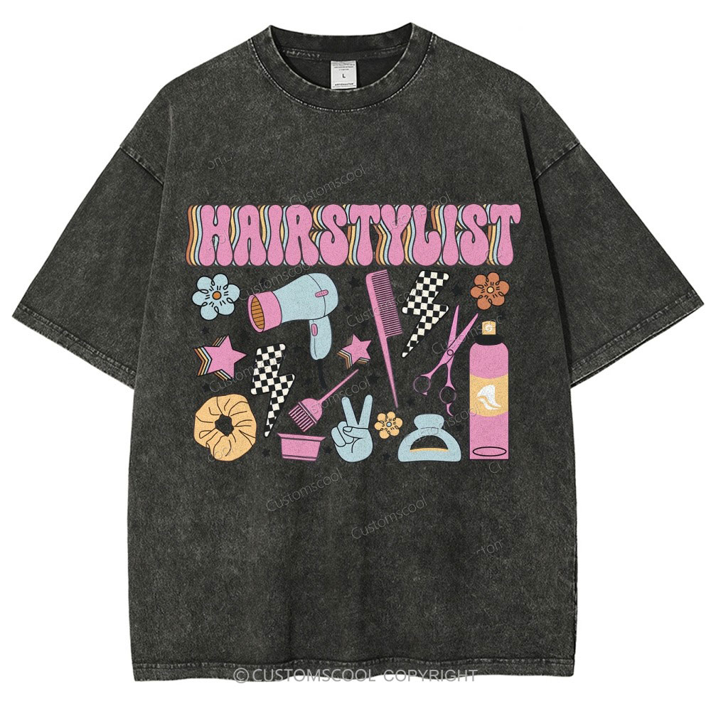 Hairstyle Unisex Fit Washed T-Shirt Customscool