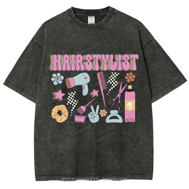 Hairstyle Unisex Fit Washed T-Shirt Customscool