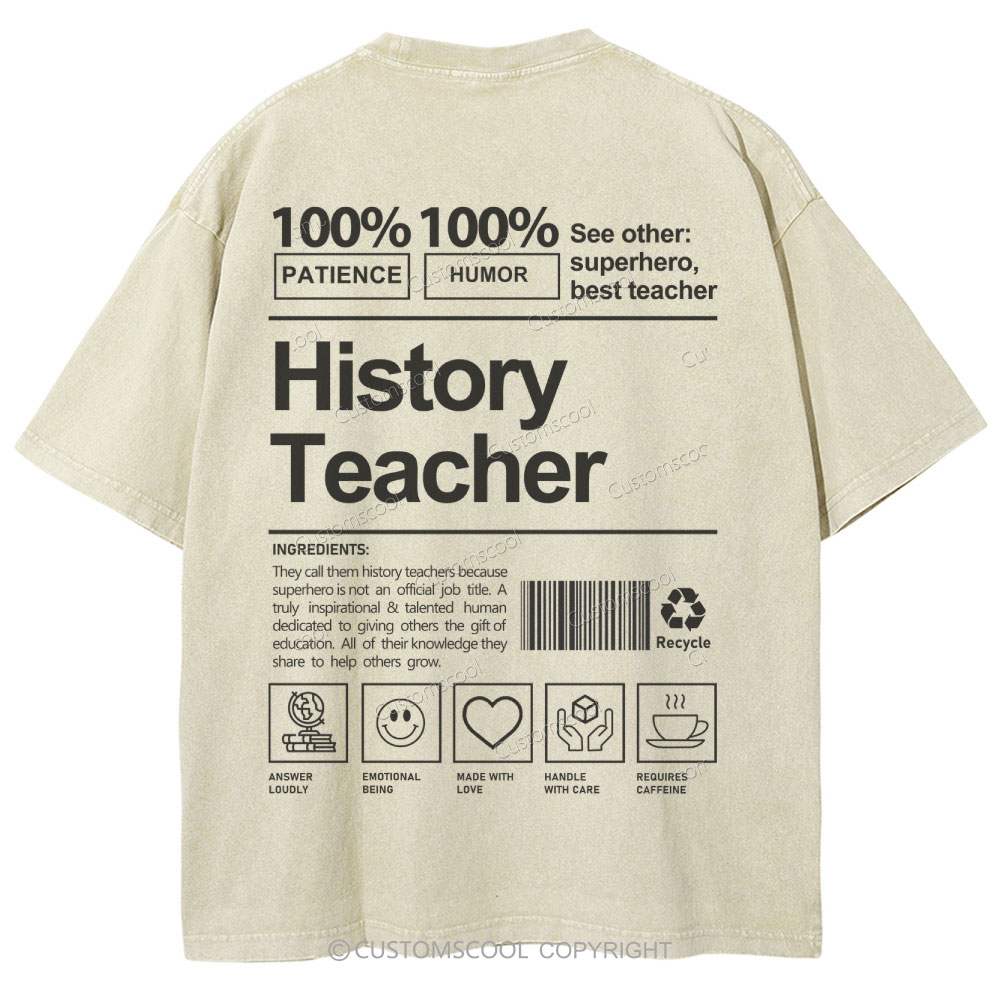 History Teacher Unisex Fit Washed T-Shirt Customscool