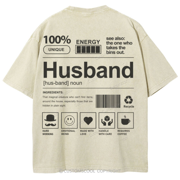 Husband Unisex Fit Washed T-Shirt Customscool