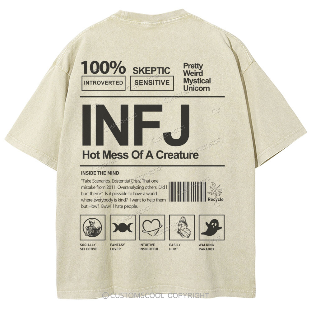 INFJ Unisex Fit Washed T-Shirt Customscool