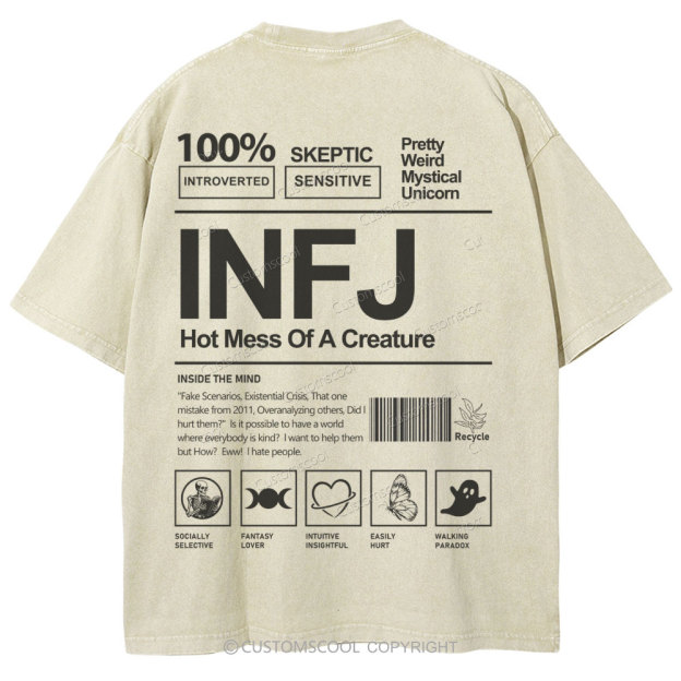 INFJ Unisex Fit Washed T-Shirt Customscool