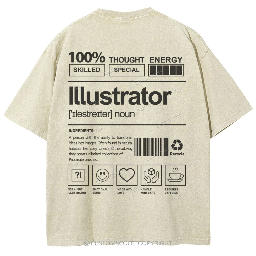 Illustrator Unisex Fit Washed T-Shirt Customscool