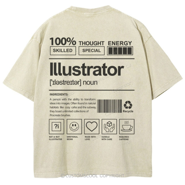 Illustrator Unisex Fit Washed T-Shirt Customscool