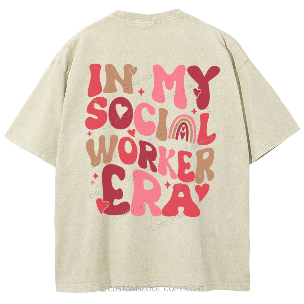 In My Social Worker Era Unisex Fit Washed T-Shirt Customscool