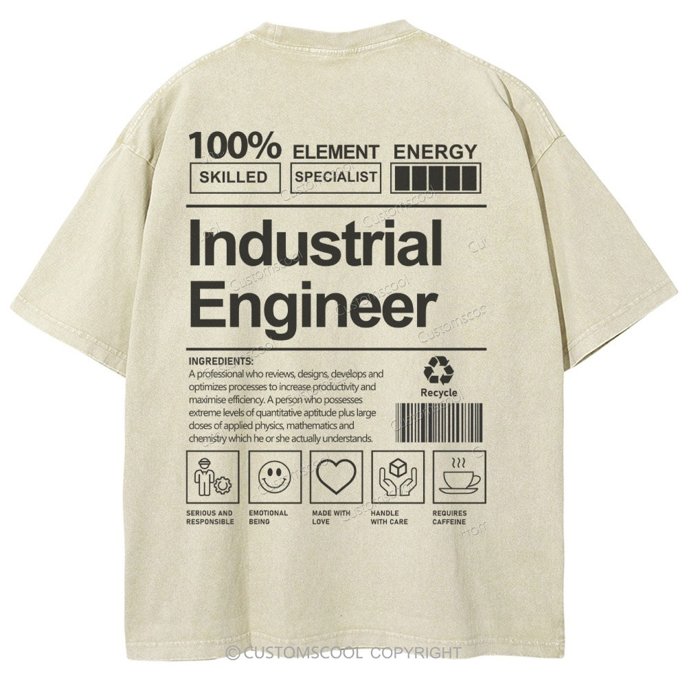 Industrial Engineer Unisex Fit Washed T-Shirt Customscool