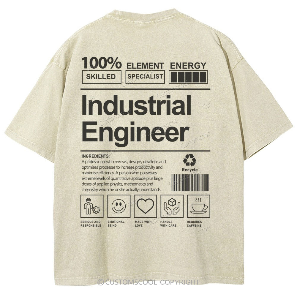 Industrial Engineer Unisex Fit Washed T-Shirt Customscool