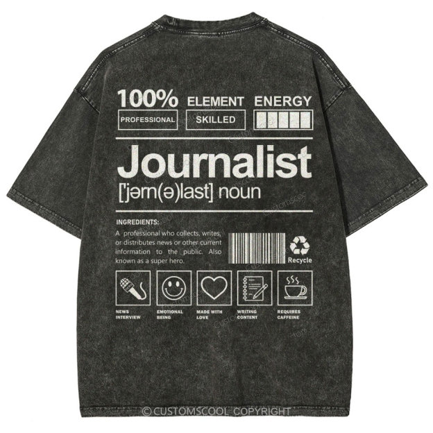 Journalist Unisex Fit Washed T-Shirt Customscool