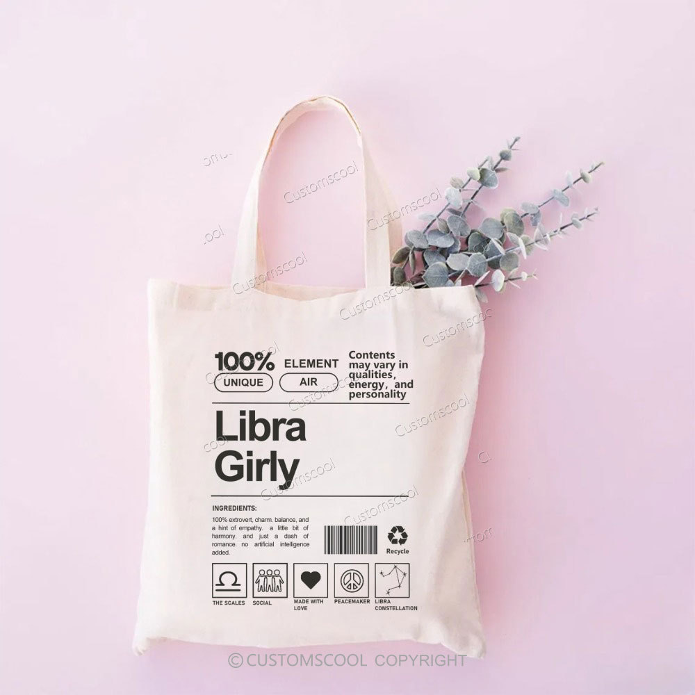 Libra Girly Tote Bag Customscool