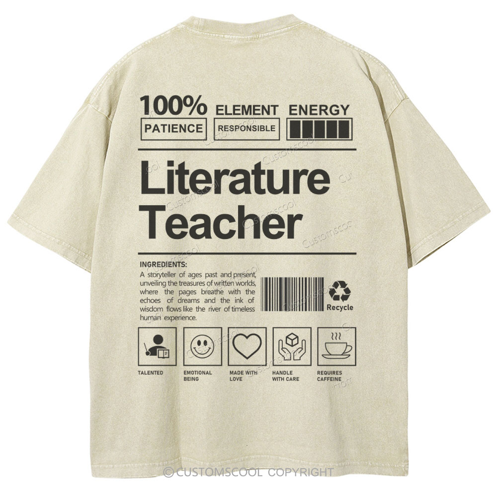 Literature Teacher Unisex Fit Washed T-Shirt Customscool