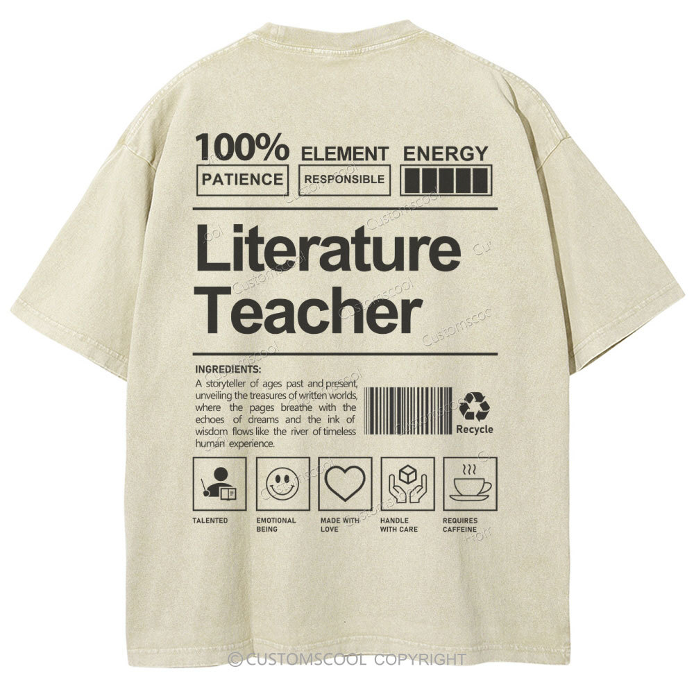Literature Teacher Unisex Fit Washed T-Shirt Customscool