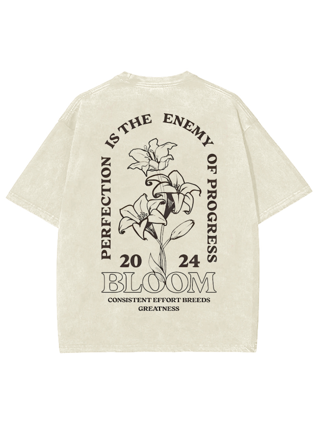 Bloom 2024 Unisex Printed Retro Washed Short Sleeved T-Shirt