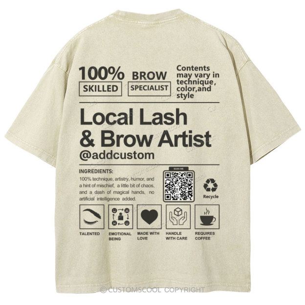 Local Lash & Brow Artist Addcustom QR Code Unisex Fit Washed T-Shirt Customscool