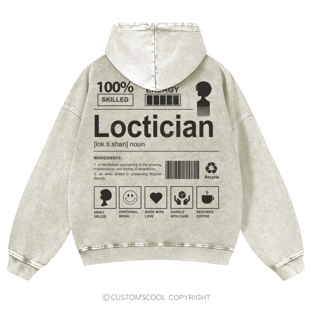 Loctician Casual Washed Hoodie Customscool