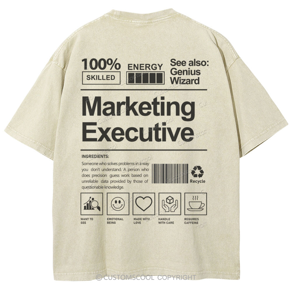 Marketing Executive Unisex Fit Washed T-Shirt Customscool